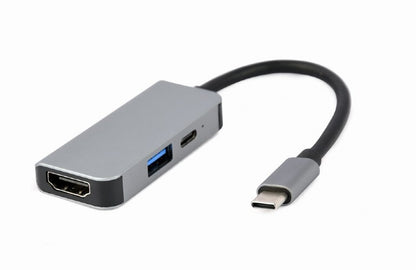 Gembird A-CM-COMBO3-02 dockningsstationer för bärbara datorer Kabel USB 3.2 Gen 1 (3.1 Gen 1) Type-C Silver