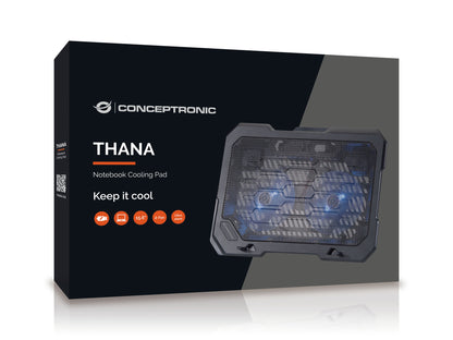 Conceptronic THANA01B kylningsdynor för bärbara datorer 39,6 cm (15.6") Svart