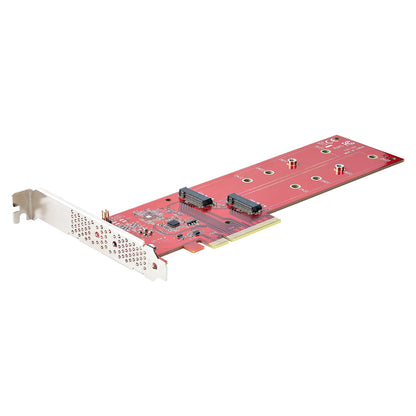 StarTech.com Dubbla M.2 PCIe SSD-adapterkort, PCIe x8/x16 till dubbla NVMe- eller AHCI M.2 SSD-diskar, PCI Express 4.0, 7,8 GBps/disk, bifurkation krävs - Windows-/Linux-kompatibel