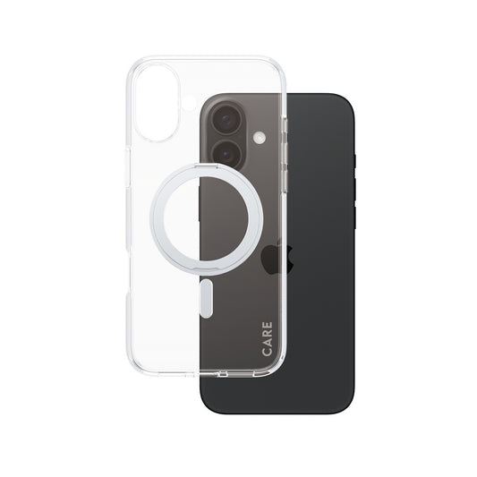 PanzerGlass CARE by ® Feature Case Transparent w. Silver Kickstand & MagSafe iPhone 16 Plus mobiltelefonfodral Omslag
