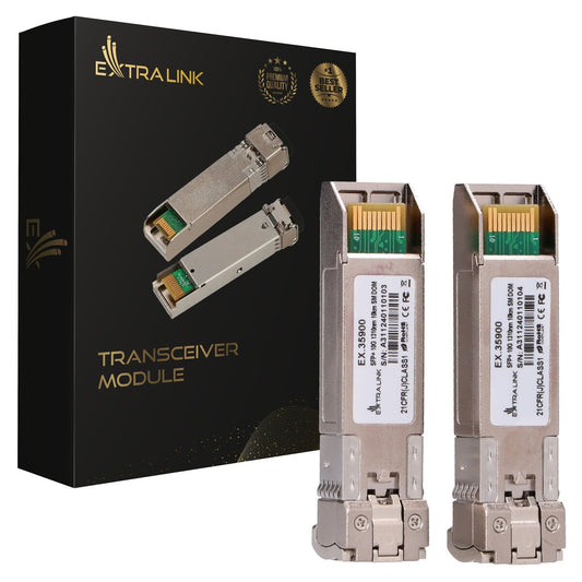Extralink SFP+ 10G 2-pack | Moduł SFP+ | 10Gbps, LC/UPC, 1310nm, 10km, single mode, DOM (EX.35900) transceiver-moduler för nätverk