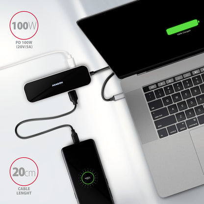 Axagon HMC-6H4A dockningsstationer för bärbara datorer Kabel USB 3.2 Gen 1 (3.1 Gen 1) Type-C Svart, Grå