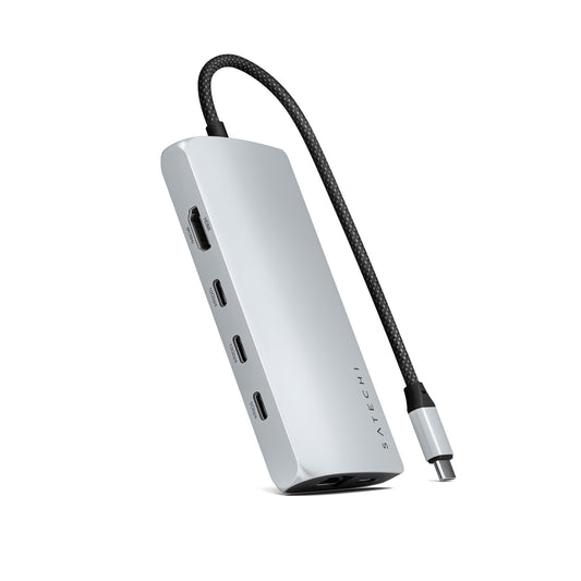 Satechi ST-P8KES dockningsstationer för bärbara datorer Kabel USB 3.2 Gen 1 (3.1 Gen 1) Type-C Silver