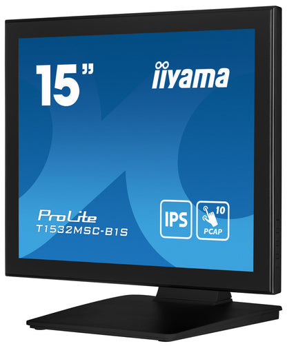 iiyama ProLite T1532MSC-B1S platta pc-skärmar 38,1 cm (15") 1024 x 768 pixlar XGA LCD Pekskärm Svart