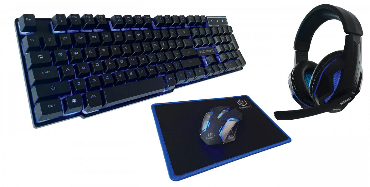 Rebeltec SHERMAN tangentbord Mus inkluderad Spela USB QWERTY Engelsk Svart