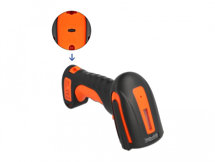 DeLOCK 90507 streckkodsläsare Handhållen steckkodsläsare 1D/2D CMOS Svart, Orange