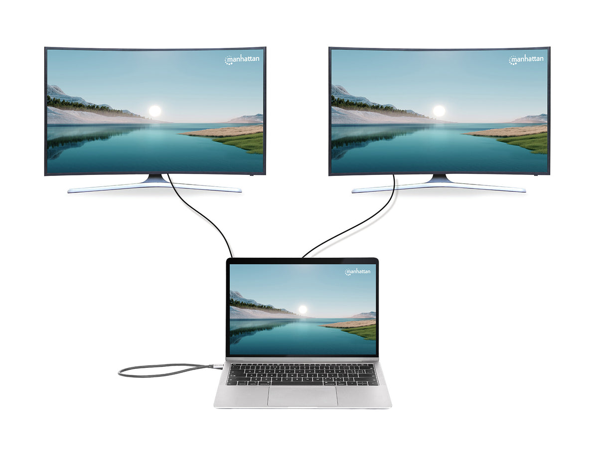 Manhattan 190398 dockningsstationer för bärbara datorer Kabel USB 3.2 Gen 1 (3.1 Gen 1) Type-C Grå