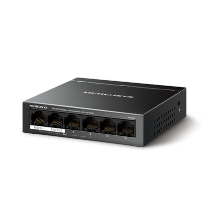 Mercusys MS106LP nätverksswitchar hanterad Fast Ethernet (10/100) Strömförsörjning via Ethernet (PoE) stöd Svart