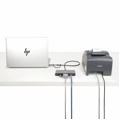 StarTech.com USB-C-hubb med Ethernet och RS-232, ansluten USB-C till USB-A-dongel, 100 W pass-through-strömförsörjning, 2x USB-A 5 Gbps, Gigabit Ethernet, RS232 seriell (FTDI)