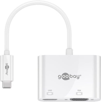 Goobay 52430 dockningsstationer för bärbara datorer Kabel & Trådlös USB 3.2 Gen 1 (3.1 Gen 1) Type-A + Type-C Vit