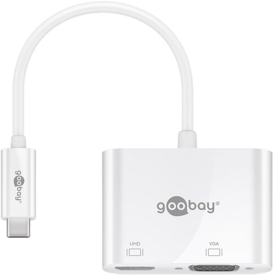 Goobay 52430 dockningsstationer för bärbara datorer Kabel & Trådlös USB 3.2 Gen 1 (3.1 Gen 1) Type-A + Type-C Vit