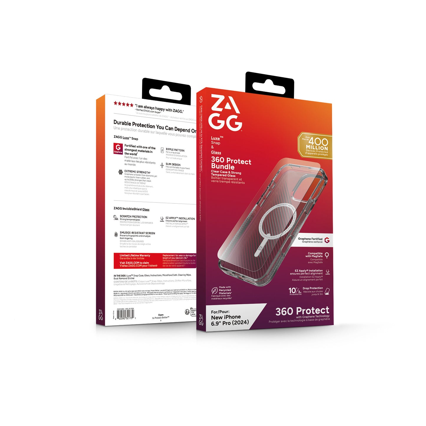ZAGG BNDL Luxe SNAP PCR IS GL 360 Apple iPhone 16 Pro Max CLR INTL