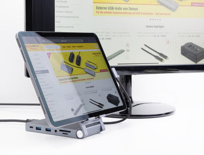 DeLOCK 88199 dockningsstationer för bärbara datorer Kabel USB 3.2 Gen 1 (3.1 Gen 1) Type-C Grå