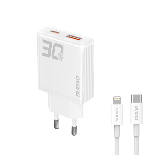 Laddsladd Adapter 30Watt 1x USB-C 1x USB-A till Lightning kabel