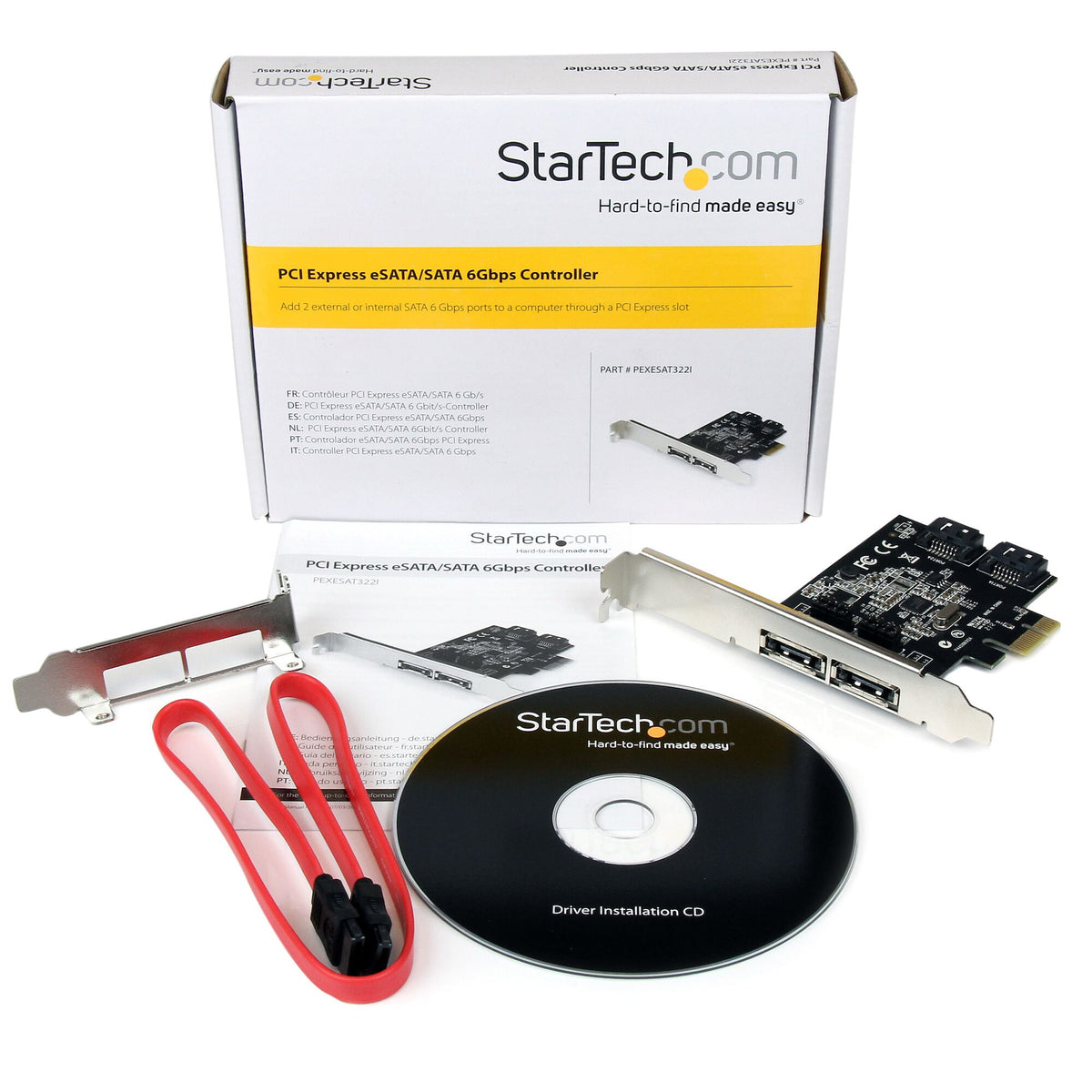 StarTech.com PCI Express SATA 6 Gbps eSATA-kontrollerkort med 2 portar - PCIe SATA III-kort med dubbla portar - 2 interna/2 externa