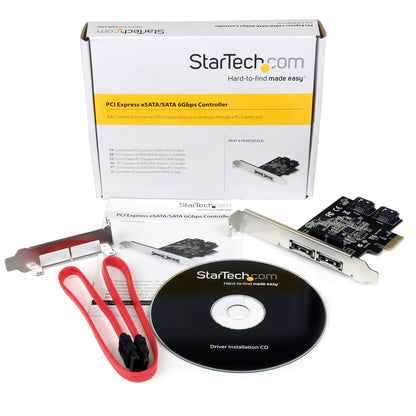 StarTech.com PCI Express SATA 6 Gbps eSATA-kontrollerkort med 2 portar - PCIe SATA III-kort med dubbla portar - 2 interna/2 externa