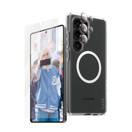 PanzerGlass ® | CARE by ® Flagship 3-in-1 Bundle Samsung Galaxy S25 Ultra Genomskinligt skärmskydd 1 styck