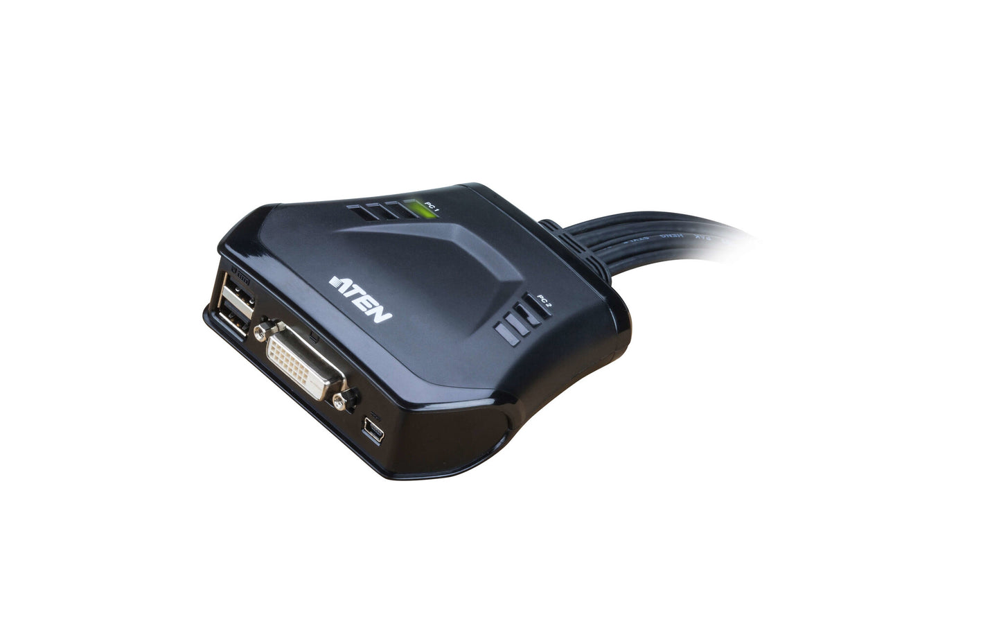 ATEN 2-portars KVM-switch med USB DVI-kabel och fjärrportsväljare