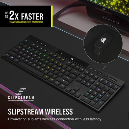 Corsair K100 AIR tangentbord Spela USB + RF Wireless + Bluetooth QWERTY Nordic Svart