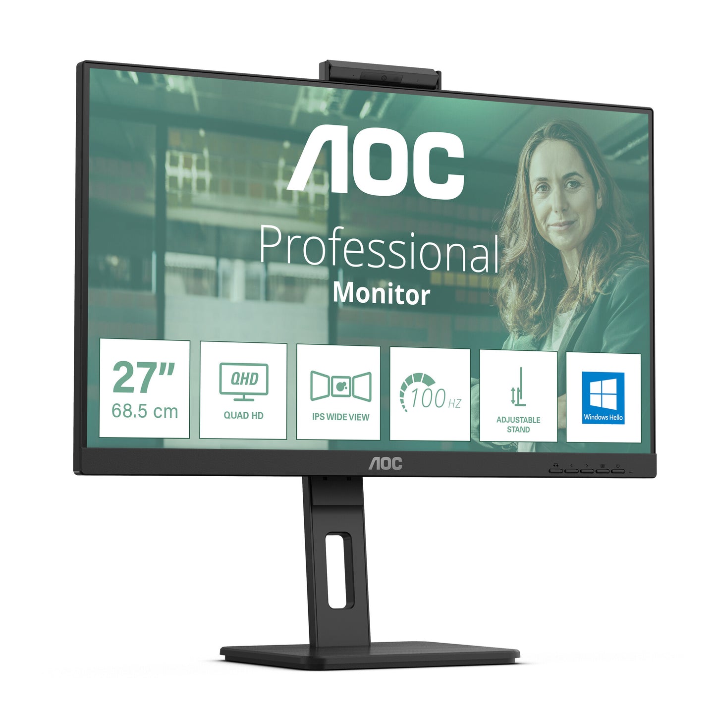 AOC Q27P3CW platta pc-skärmar 68,6 cm (27") 2560 x 1440 pixlar Quad HD LED Svart