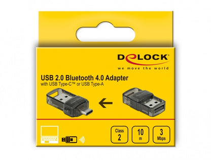 DeLOCK USB 2.0 Bluetooth 4.0 Adapter 2 in 1 USB Type-C™ or Type-A 3 Mbit/s