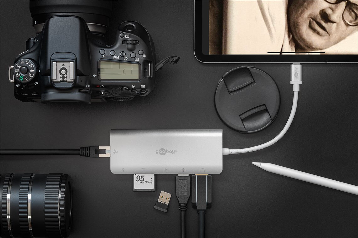 Goobay 76788 dockningsstationer för bärbara datorer USB Type-C Silver