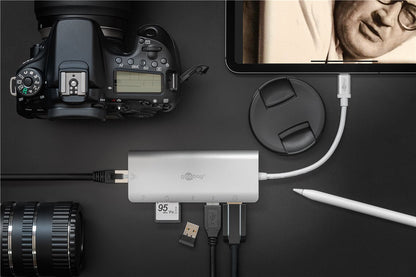 Goobay 76788 dockningsstationer för bärbara datorer USB Type-C Silver