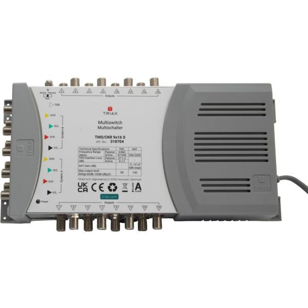 Triax TMS/CKR 9x16 S multiswitch för satellit-tv 5 ingångar 16 utgångar