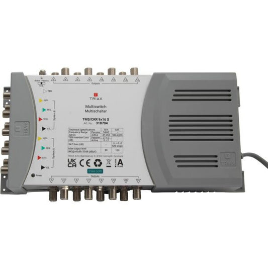 Triax TMS/CKR 9x16 S multiswitch för satellit-tv 5 ingångar 16 utgångar