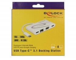 DeLOCK 87731 dockningsstationer för bärbara datorer USB 3.2 Gen 1 (3.1 Gen 1) Type-C Grå, Vit