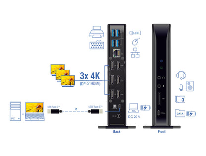 DeLOCK 88051 dockningsstationer för bärbara datorer Dockning USB 3.2 Gen 2 (3.1 Gen 2) Type-C Svart