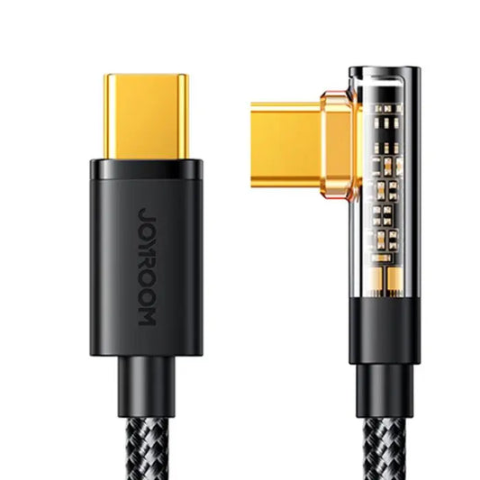Laddningskabel 1.2m 100W USB-C / USB-C Elbow Nylonkabel Svart