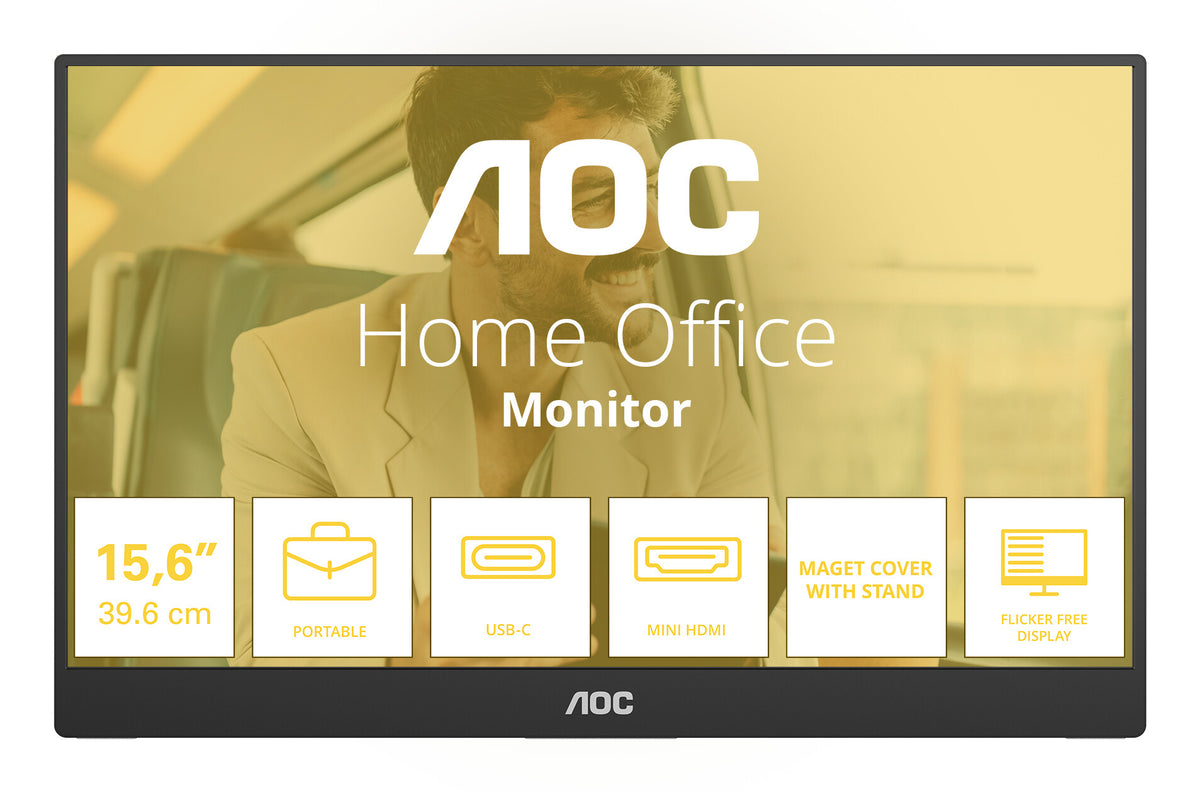 AOC 16T20E2 bärbar tv-apparat och monitor Bärbara monitor Svart 39,6 cm (15.6") LED 1920 x 1080 pixlar