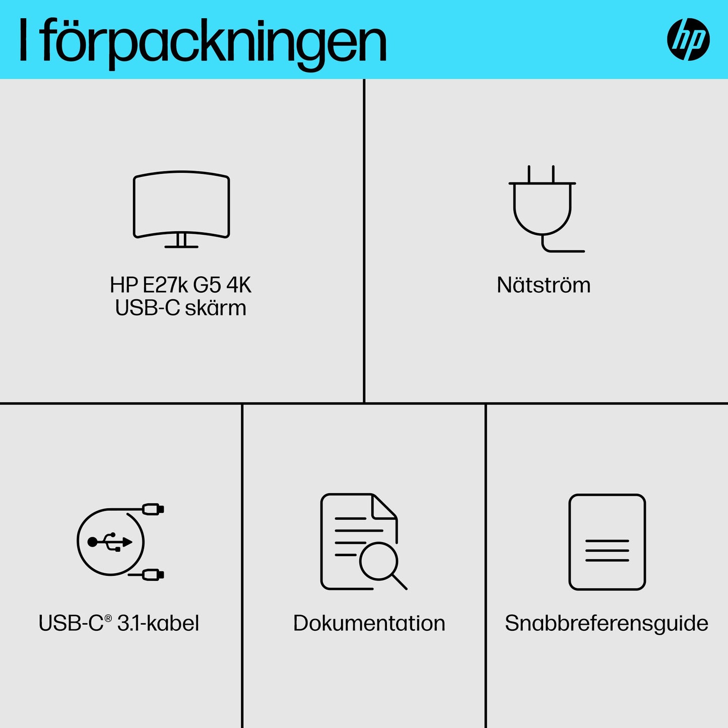 HP E-Series E27k G5 4K USB-C skärm