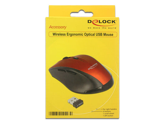 DeLOCK 12493 datormöss högerhand RF Trådlös Optisk 1600 DPI