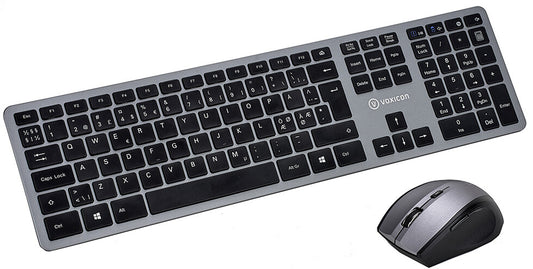 Voxicon 285WL tangentbord Mus inkluderad Universal RF Trådlös QWERTY Nordic Svart, Silver
