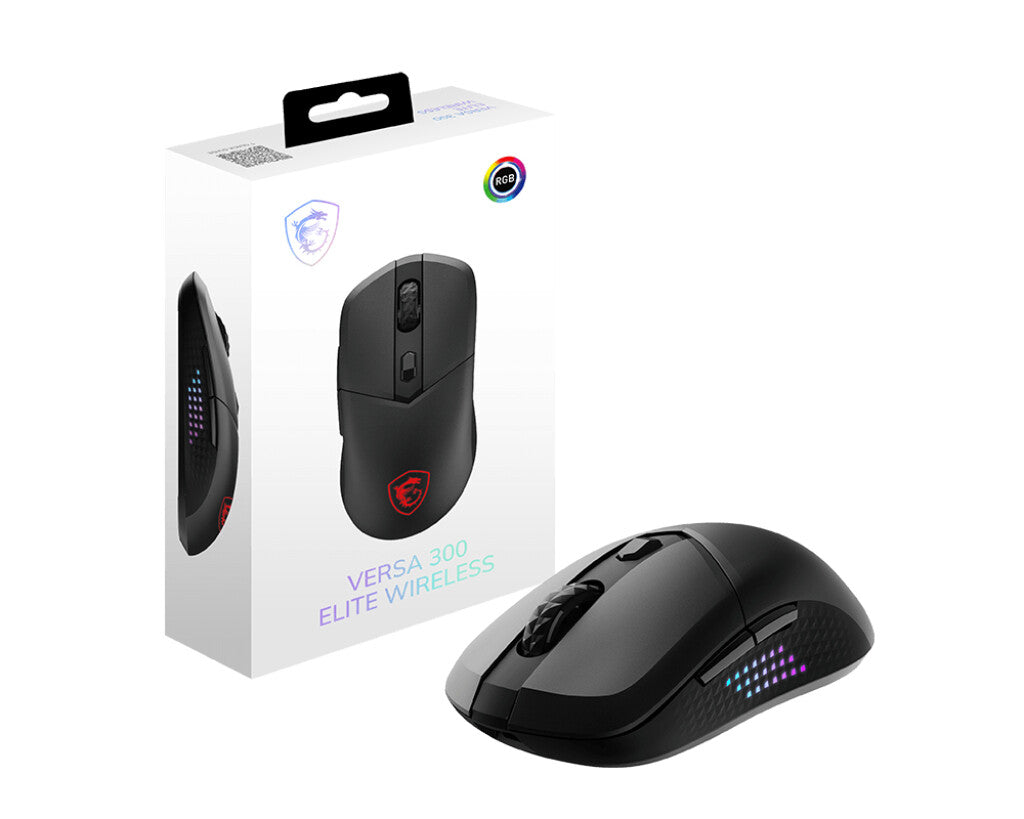 MSI VERSA 300 ELITE WIRELESS datormöss Spela högerhand RF Wireless + Bluetooth + USB Type-C Optisk 26000 DPI