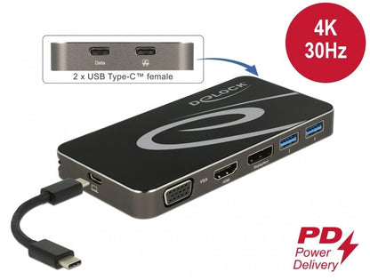 DeLOCK 87773 dockningsstationer för bärbara datorer Kabel USB 3.2 Gen 1 (3.1 Gen 1) Type-C Svart