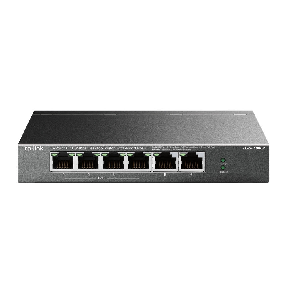 TP-Link TL-SF1006P nätverksswitchar Ohanterad Fast Ethernet (10/100) Strömförsörjning via Ethernet (PoE) stöd Svart