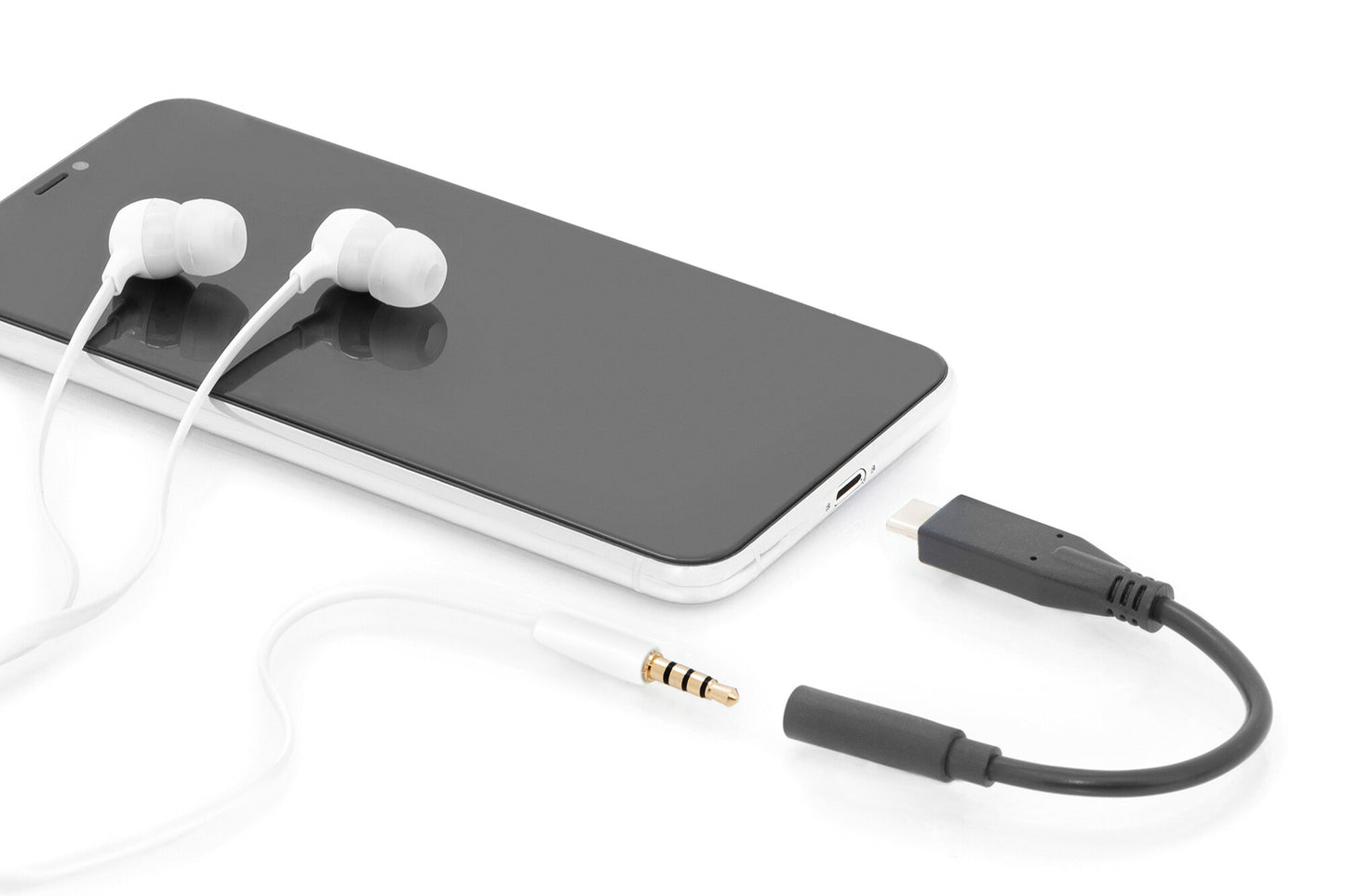 Digitus AK-300321-002-S mobiltelefonkablar Svart 0,2 m USB C 3,5mm
