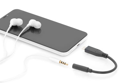 Digitus AK-300321-002-S mobiltelefonkablar Svart 0,2 m USB C 3,5mm