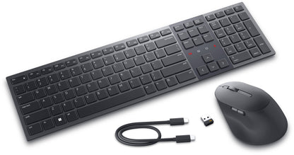 DELL KM900 tangentbord Mus inkluderad Kontor Trådlös RF + Bluetooth QWERTY Nordic grafit 2.4 GHz, Bluetooth 5.1, Pan-Nordic (QWERTY), 128-bit AES, 728 g, Mouse, 8000 DPI, 128.4 g