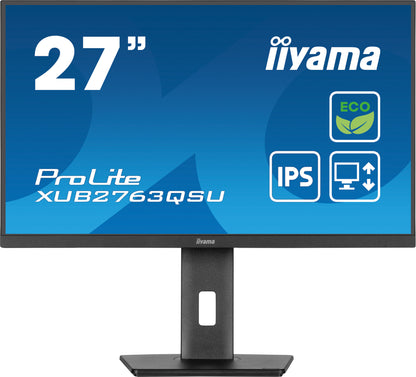 iiyama ProLite XUB2763QSU-B1 platta pc-skärmar 68,6 cm (27") 2560 x 1440 pixlar Quad HD LED Svart