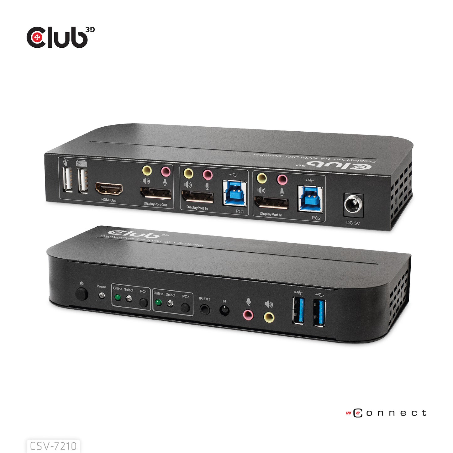 CLUB3D CSV-7210 KVM-switchar Svart