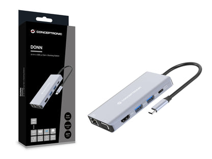 Conceptronic DONN20G Kabel USB 3.2 Gen 1 (3.1 Gen 1) Type-C Grå