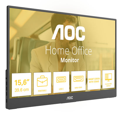 AOC 16T20E2 bärbar tv-apparat och monitor Bärbara monitor Svart 39,6 cm (15.6") LED 1920 x 1080 pixlar