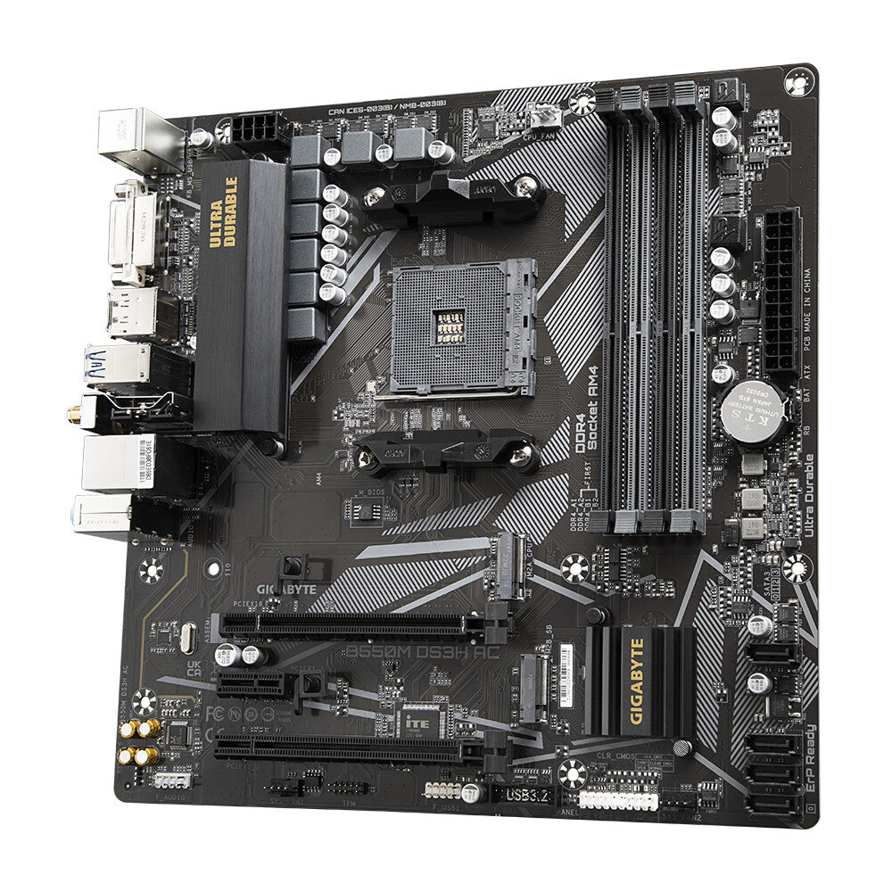 GIGABYTE B550M DS3H AC moderkort AMD B550 Uttag AM4 micro ATX