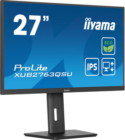 iiyama ProLite XUB2763QSU-B1 platta pc-skärmar 68,6 cm (27") 2560 x 1440 pixlar Quad HD LED Svart