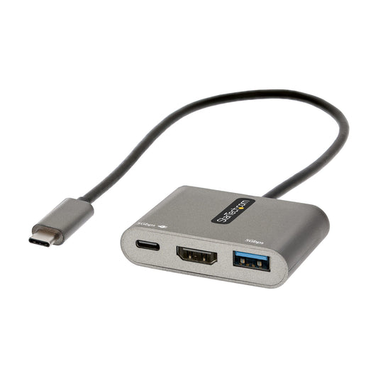 StarTech.com USB C multiportadapter, USB-C till HDMI 4K Video, 100W PD Pass-Through, USB 3.0-hubb 5 Gbit/s (1xType-C/1xA), USB-C mini dockningsstation, USB-C resedockningsstation, portabel dockningsstation för bärbar dator