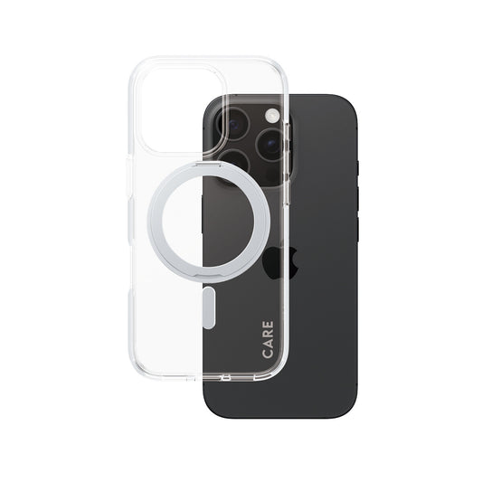 PanzerGlass CARE by ® Feature Case Transparent w. Silver Kickstand & MagSafe iPhone 16 Pro mobiltelefonfodral Omslag
